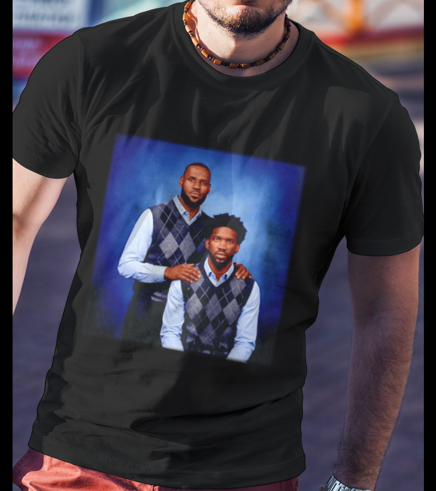 Lebron James Joel Embiid Philadelphia 76ers In Matching Argyle Sweaters T-Shirt