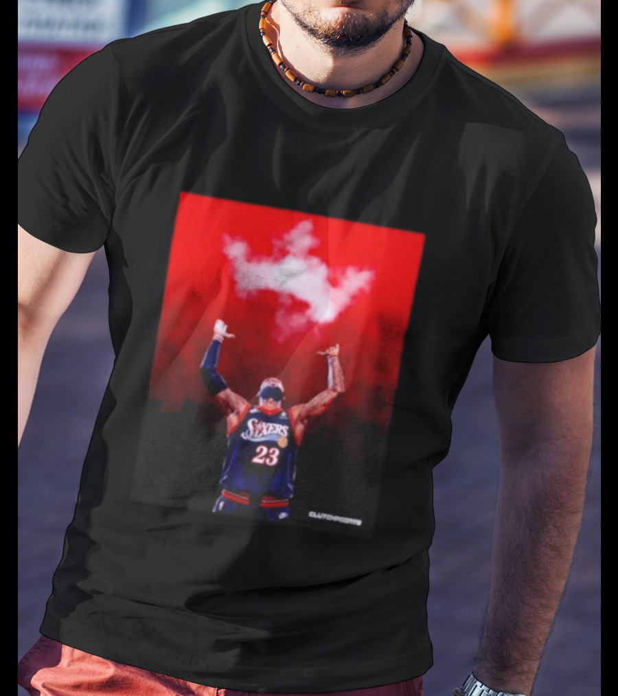 LeBron James Philadelphia 76ers No 23 ClutchPoints King Celebration T-Shirt