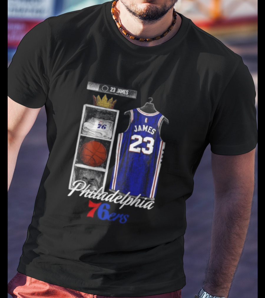 LeBron James 23 Jersey Philadelphia 76ers Locker Room T-Shirt