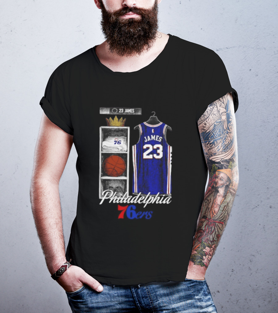 LeBron James 23 Jersey Philadelphia 76ers Locker Room T-Shirt