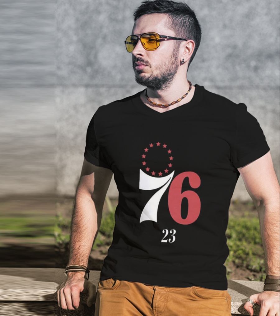 LeBron James Philadelphia 76ers Red In The Paint 23 Number 76 Stars T-Shirt