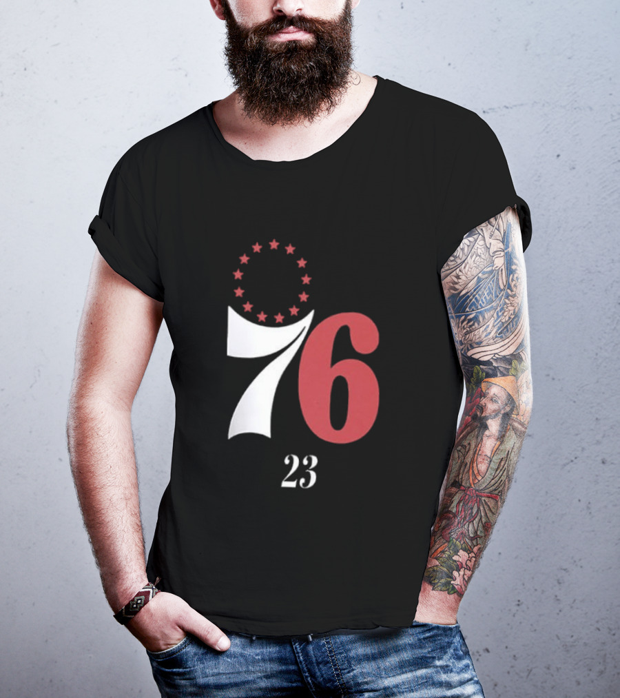LeBron James Philadelphia 76ers Red In The Paint 23 Number 76 Stars T-Shirt