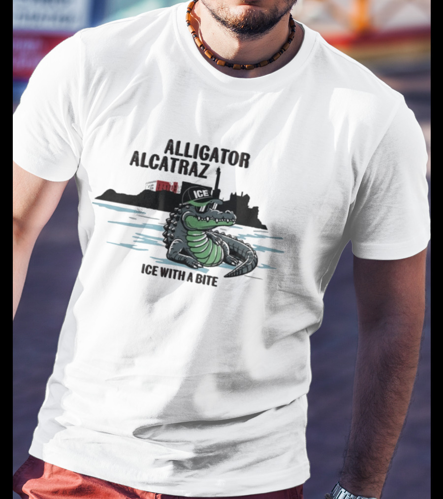 Alligator Alcatraz Ice With A Bite Chilling Reptile At San Francisco Bay T-Shirt