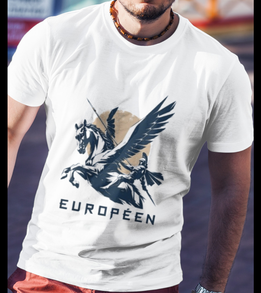 Européen Spartan Warrior Riding Pegasus Greek Mythology T-Shirt