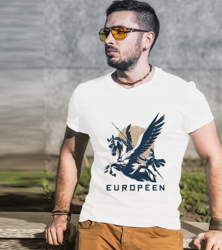 Européen Spartan Warrior Riding Pegasus Greek Mythology T-Shirt