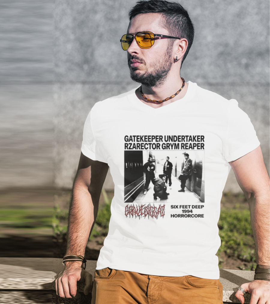 Gravediggaz Six Feet Deep 1994 Gatekeeper Undertaker Rzarector Grym Reaper Horrorcore T-Shirt