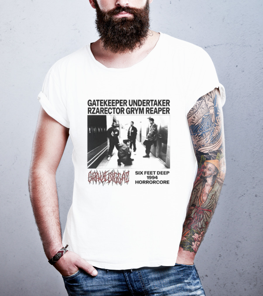 Gravediggaz Six Feet Deep 1994 Gatekeeper Undertaker Rzarector Grym Reaper Horrorcore T-Shirt