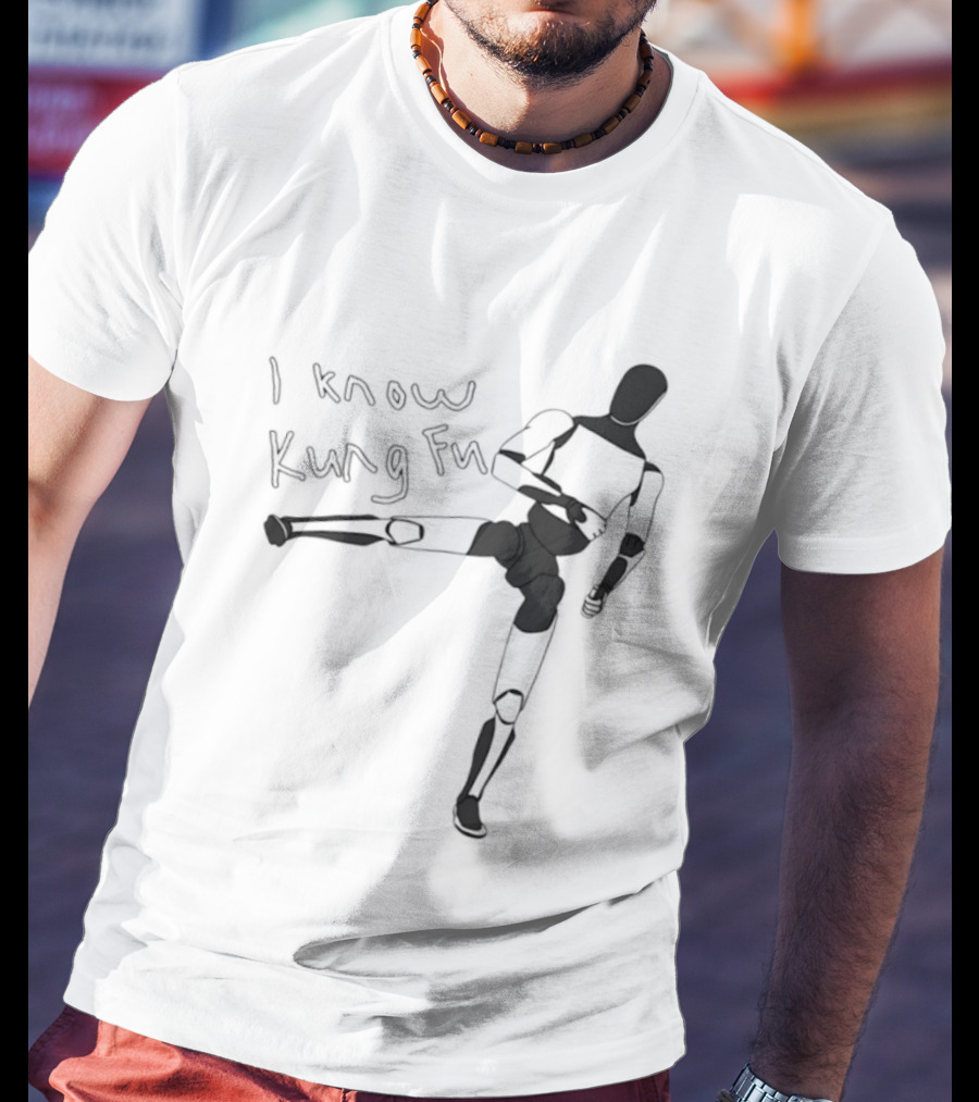 I Know Kung Fu Matrix Mannequin Neo Martial Arts Pose T-Shirt