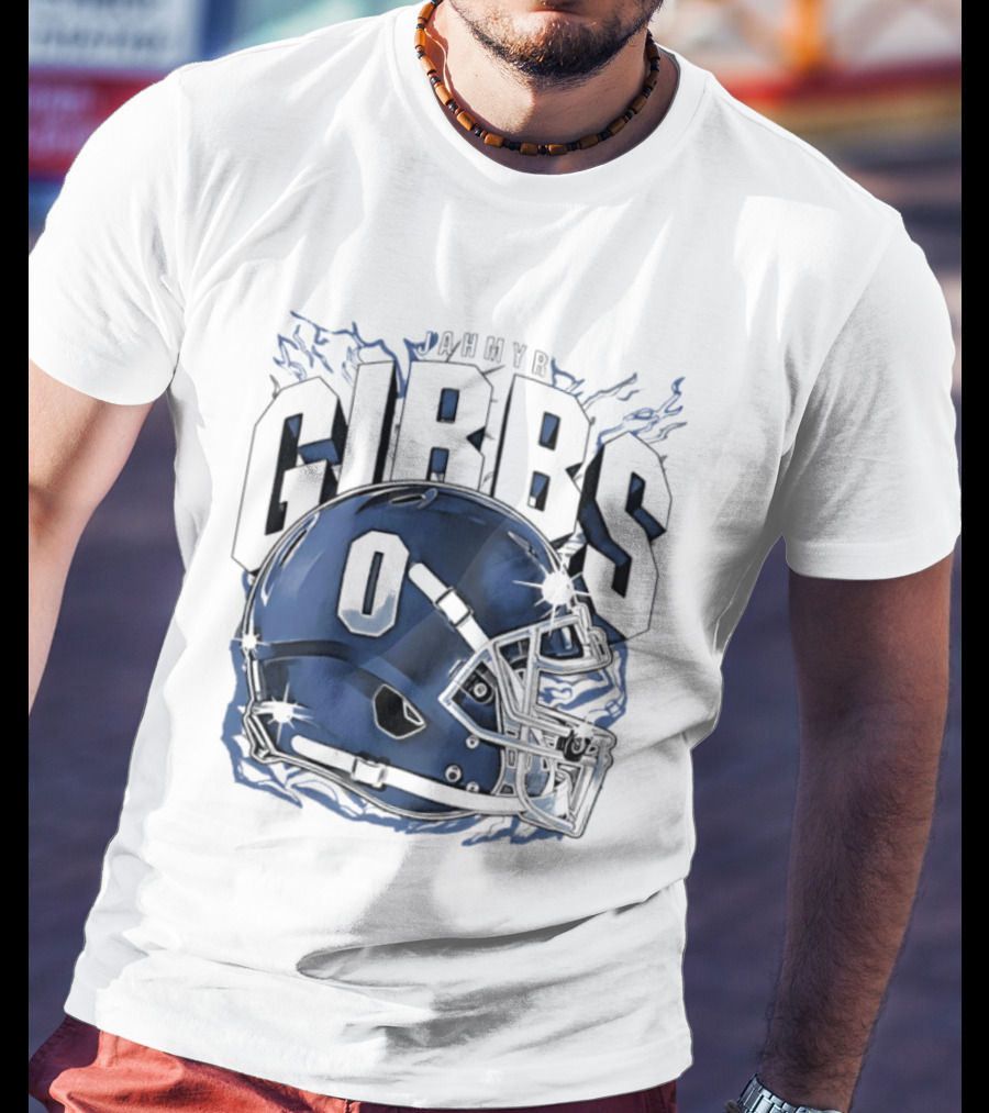 Jahmyr Gibbs 0 Detroit Lions Football Helmet 2026 GIBBS T-Shirt