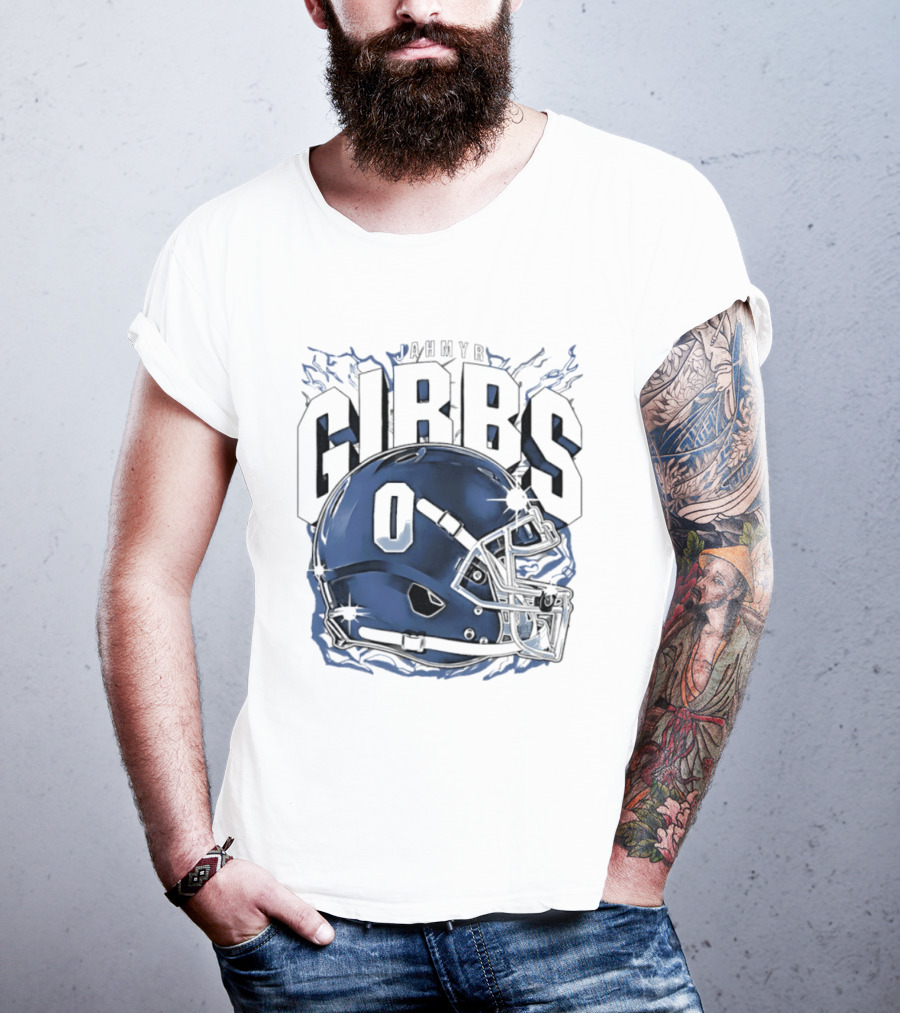 Jahmyr Gibbs 0 Detroit Lions Football Helmet 2026 GIBBS T-Shirt