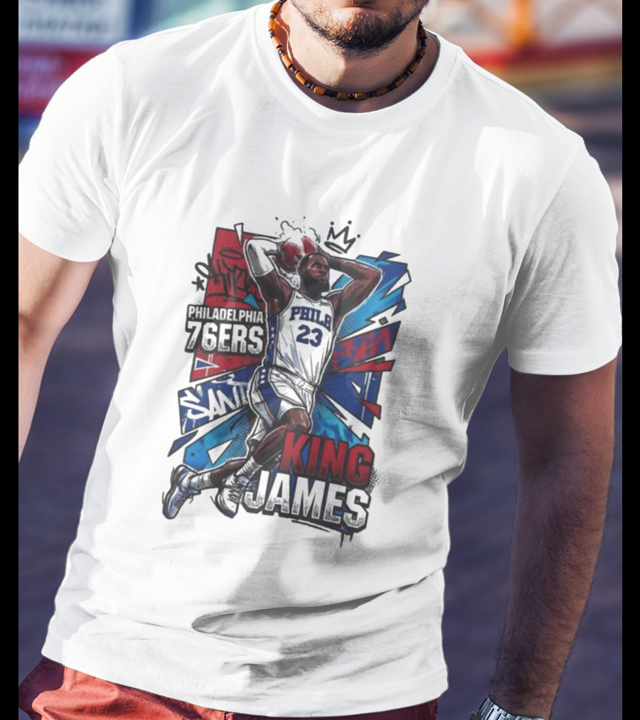 Philadelphia 76ers King James Dunk Graffiti T-Shirt