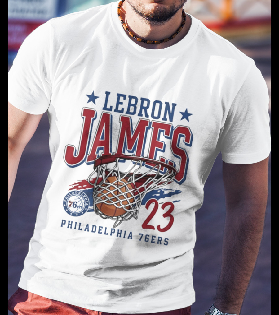 LeBron James Basketball 23 Hoop Philadelphia 76ers T-Shirt