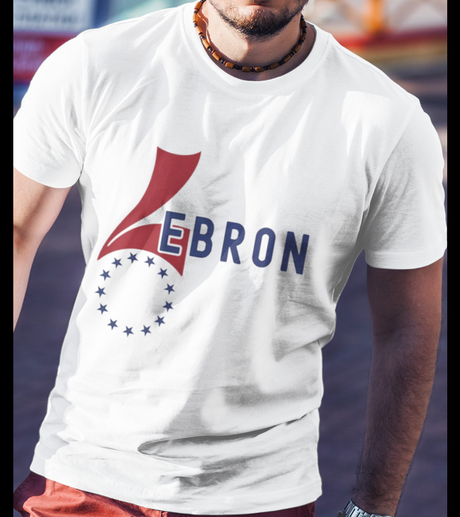 Lebron Stars Circle Red Blue буквенный логотип 76 Ers T-Shirt