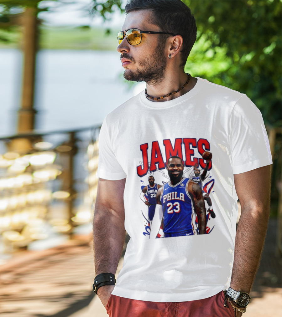 Philadelphia 76ers LeBron James 2026 Basketball Player T-Shirt
