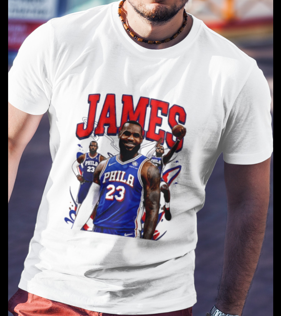 Philadelphia 76ers LeBron James 2026 Basketball Player T-Shirt