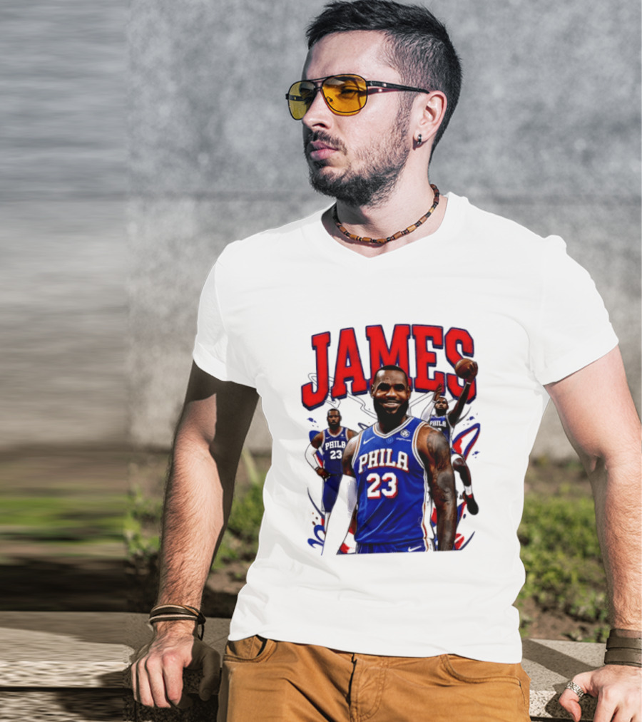 Philadelphia 76ers LeBron James 2026 Basketball Player T-Shirt