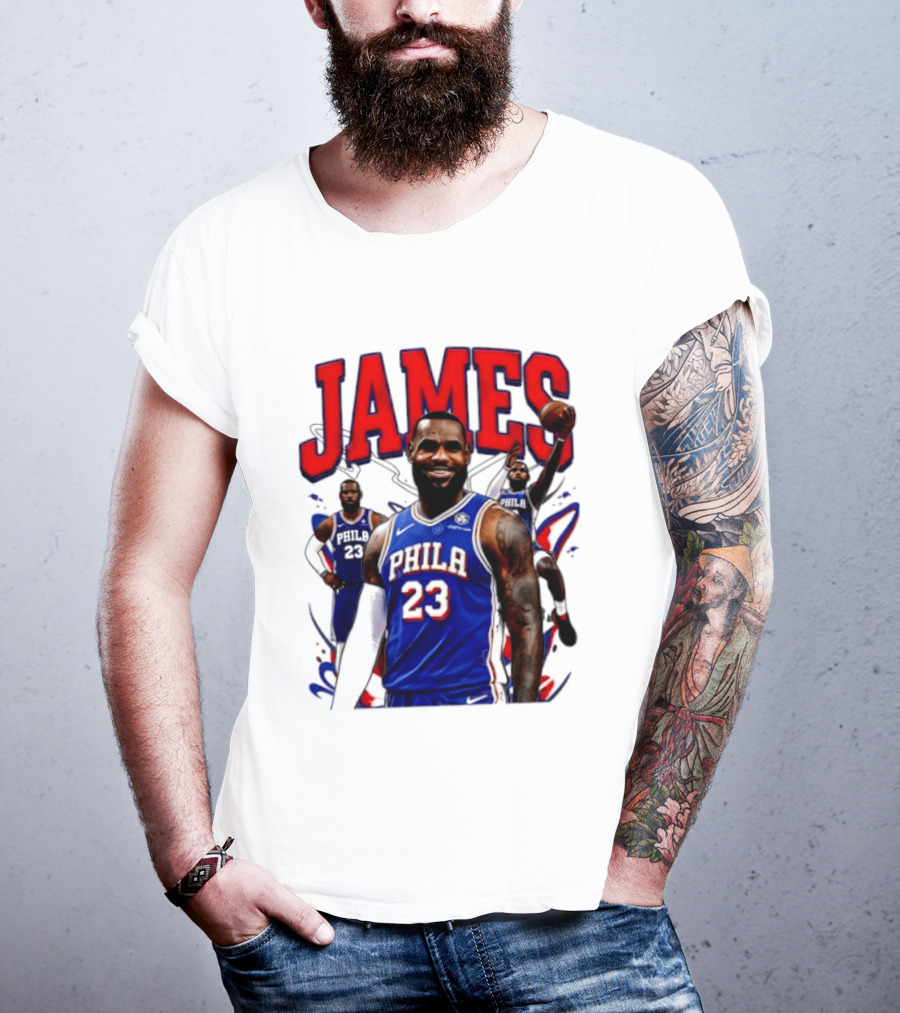 Philadelphia 76ers LeBron James 2026 Basketball Player T-Shirt