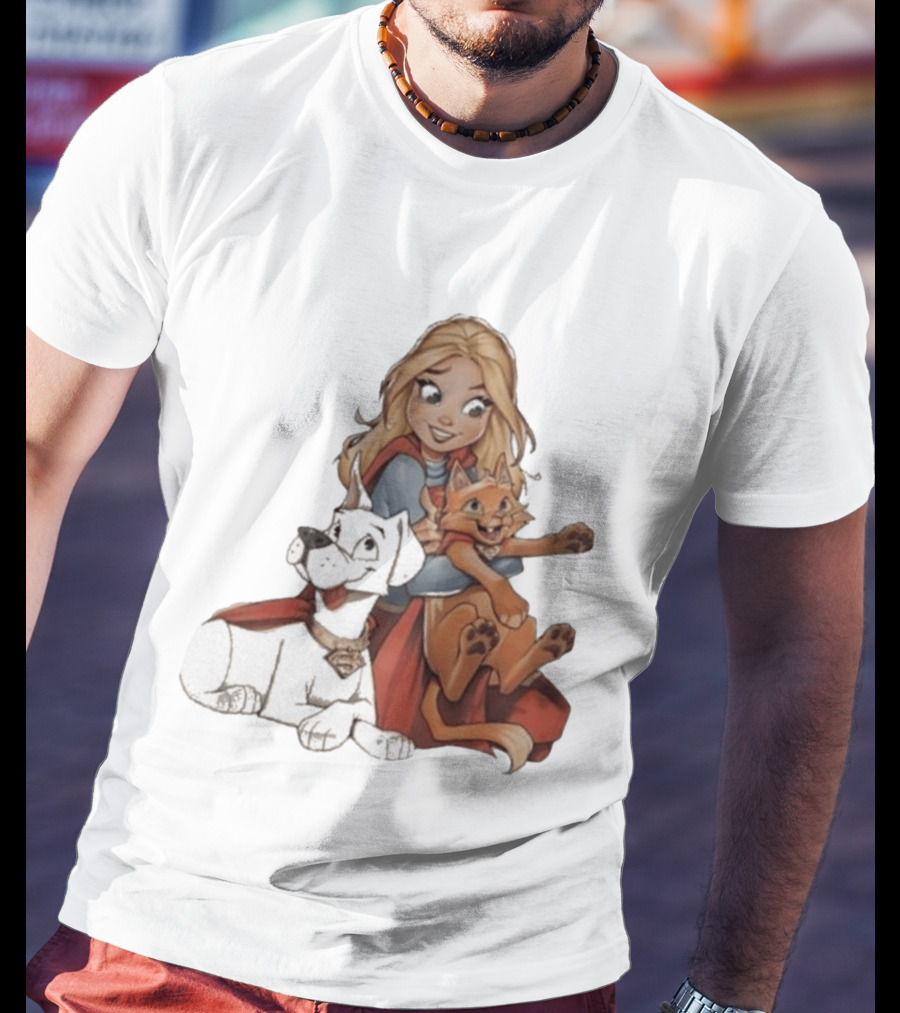 Supergirl Krypto Streaky Cartoon Characters Fun T-Shirt