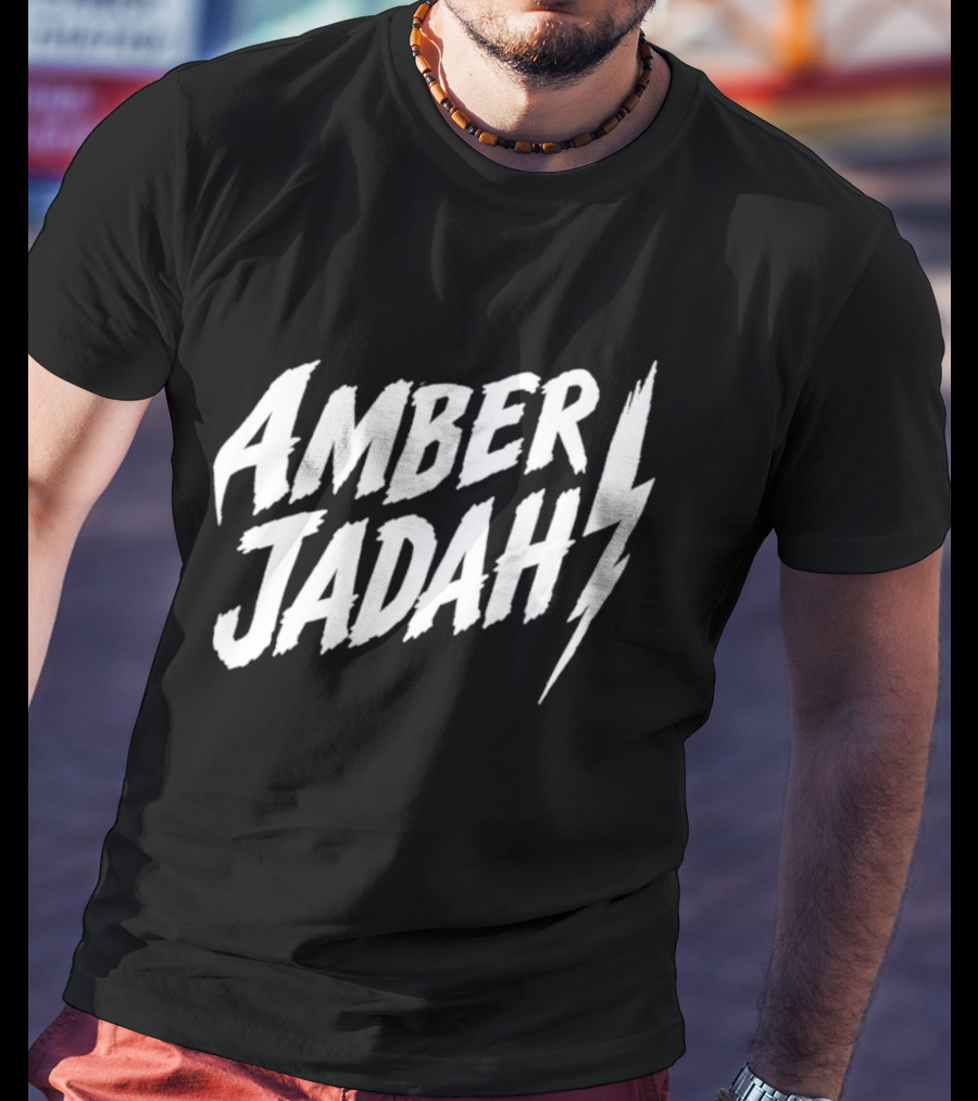Amber Jadah Lightning Bold Text With Iconic Bolt T-Shirt