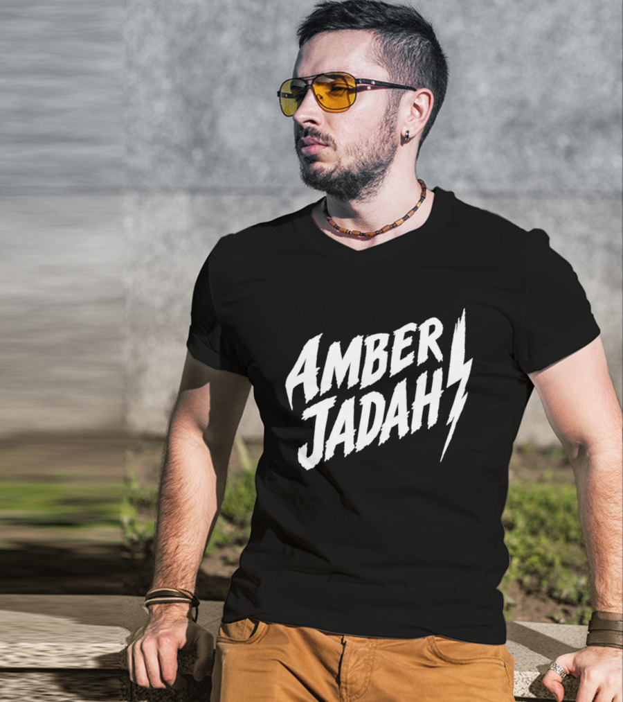 Amber Jadah Lightning Bold Text With Iconic Bolt T-Shirt