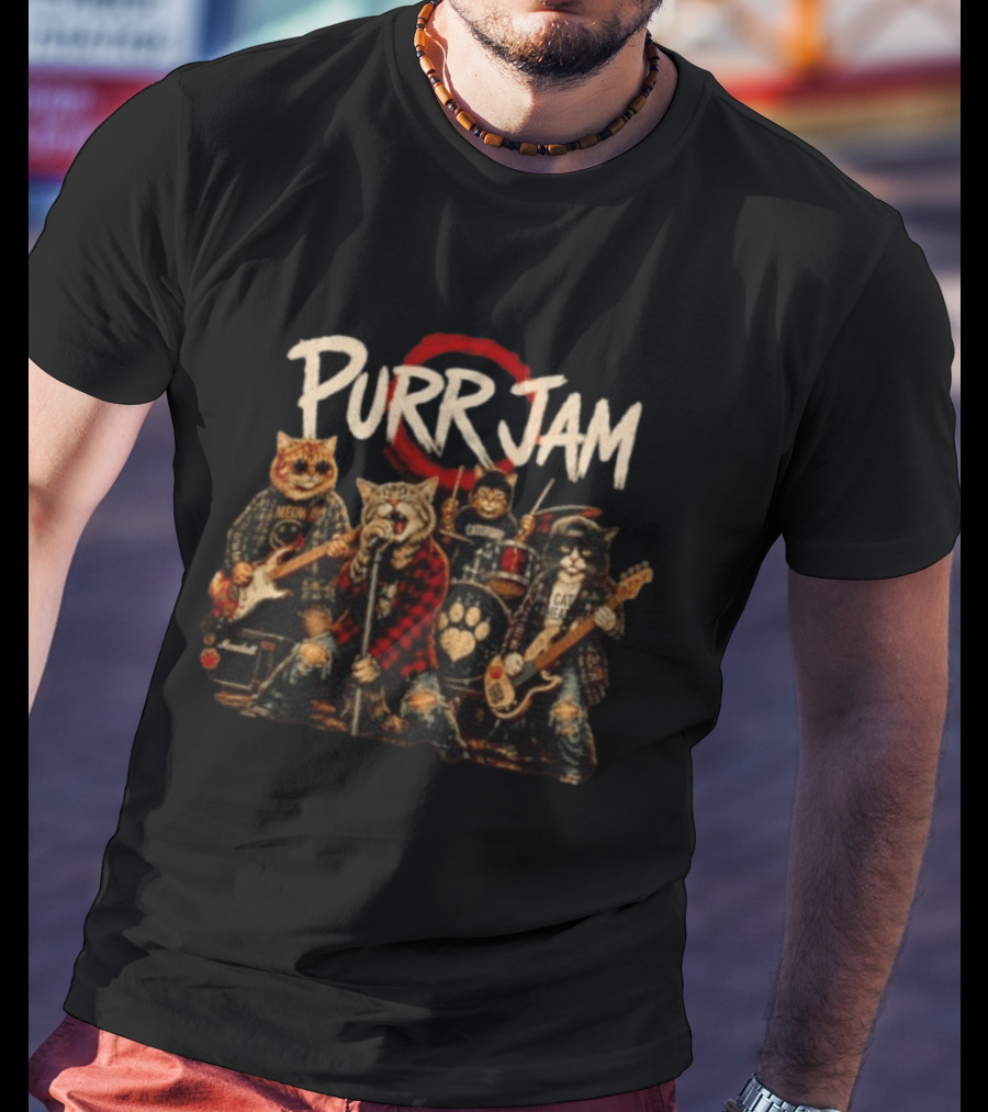 Purr Jam Cat Rock Band Caturday Meowshall Cat Head Marshall Amps T-Shirt
