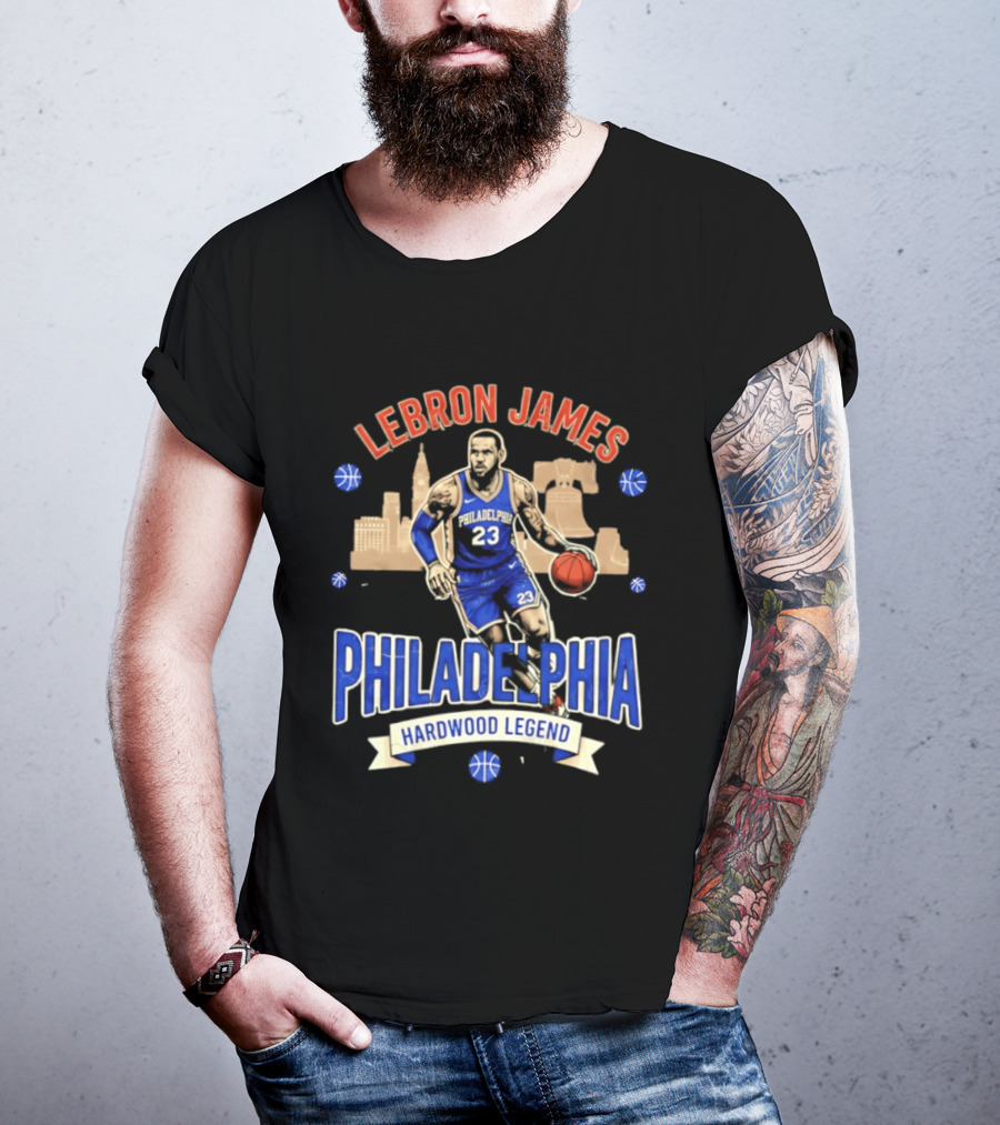 LeBron James Philadelphia Hardwood Legend Skyline Basketball 23 T-Shirt
