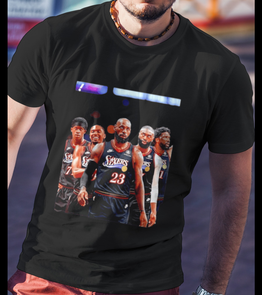 Tyrese Maxey VJ Edgecombe Jaylen Brown LeBron James Joel Embiid Sixers T-Shirt