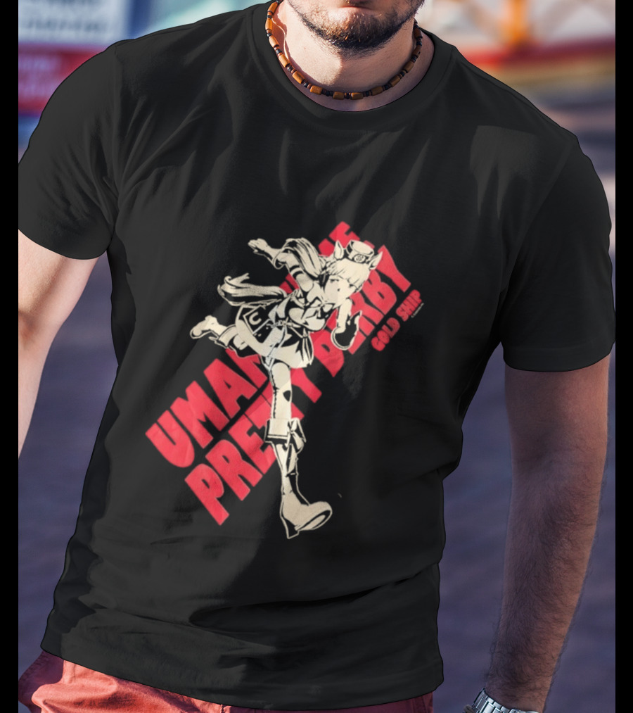 Umamusume Pretty Derby Gold Ship Anime Character Running Pose T-Shirt