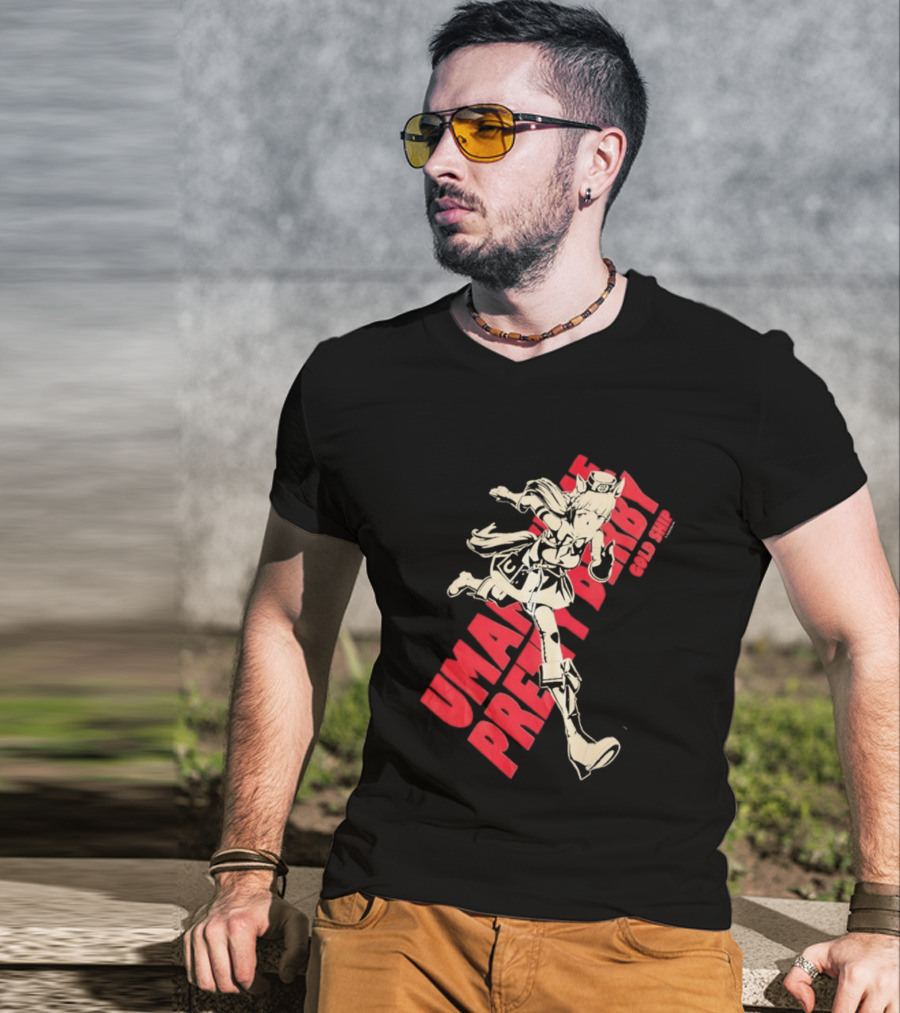 Umamusume Pretty Derby Gold Ship Anime Character Running Pose T-Shirt