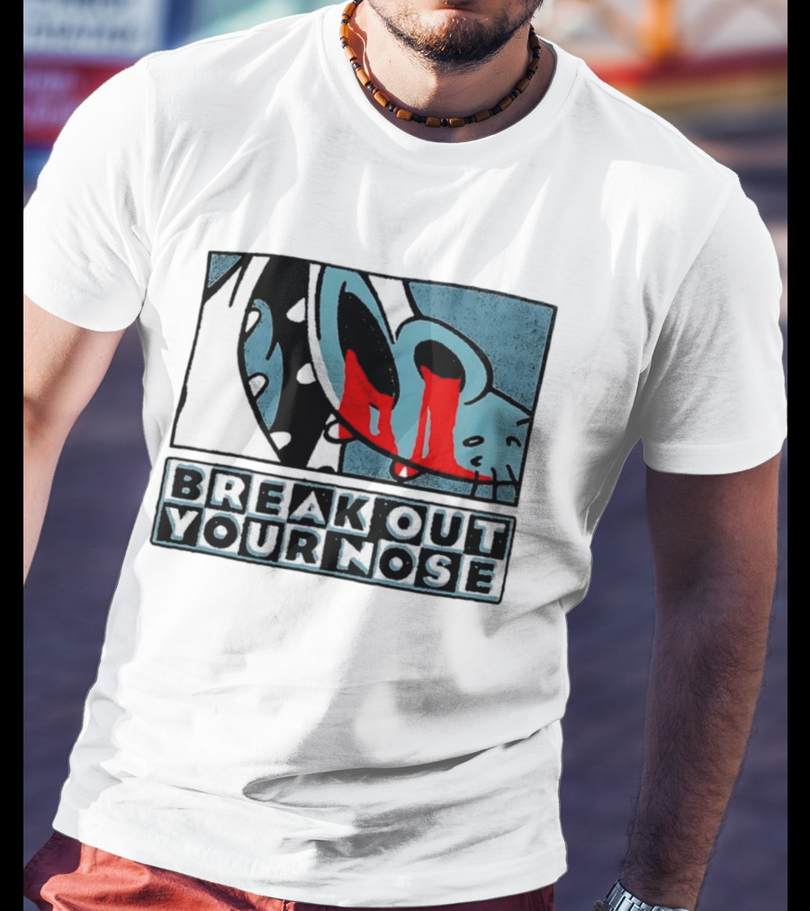 Break Out Your Nose Comic Style Cartoon With Red Accent T-Shirt