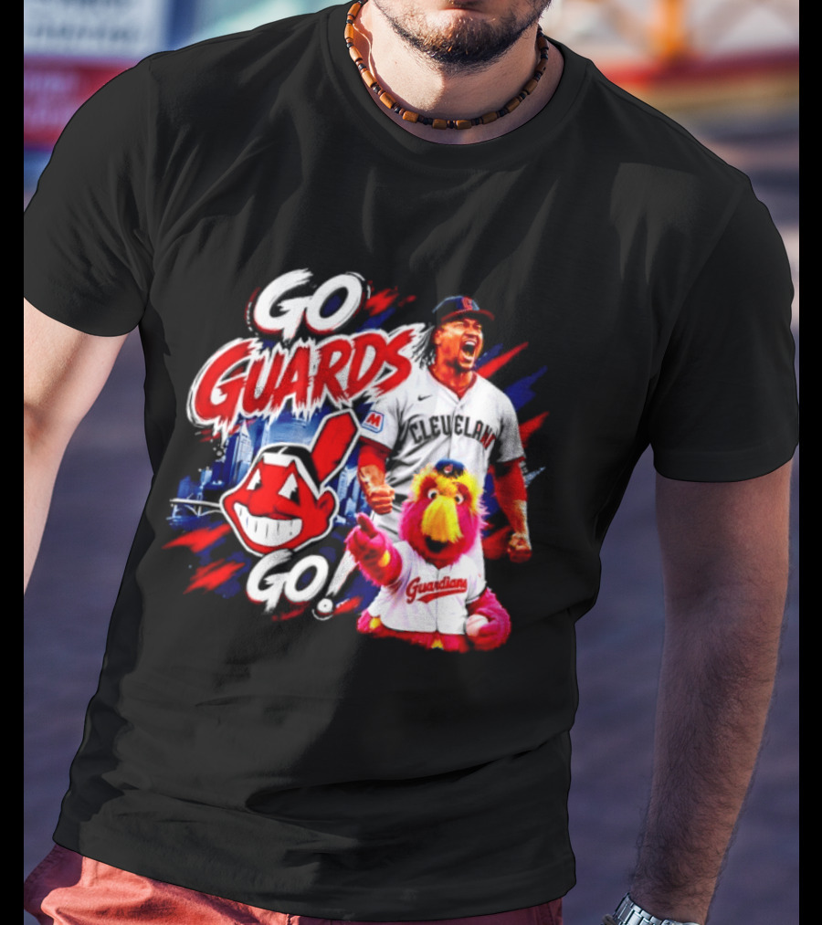 Jose Ramirez Cleveland Guardians Go Guards Go City Skyline Baseball Cheers T-Shirt