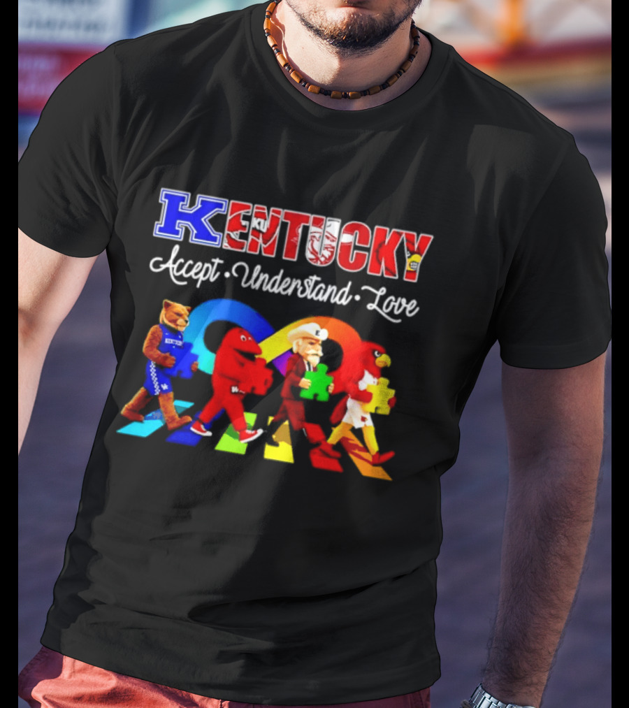 Kentucky Accept Understand Love Louisville Cardinals Puzzle Piece Parade T-Shirt