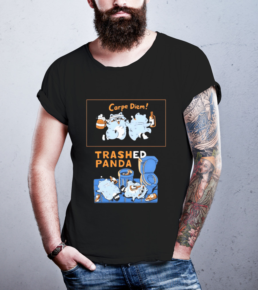 Carpe Diem Trashed Panda Raccoon Beer And Toilet Humor T-Shirt