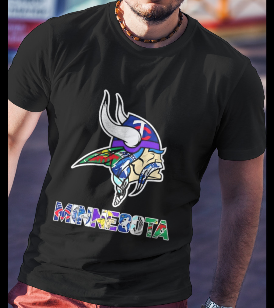 Minnesota Vikings Twins Wild Timberwolves United Team Fans Mashup T-Shirt
