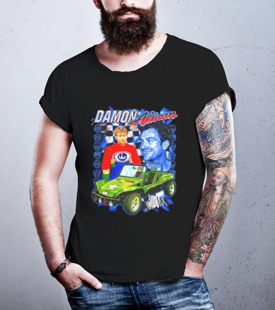Damon Albarn Blur Gorillaz Geep Britpop Star Damon Albarn Imagery Checkerboard T-Shirt