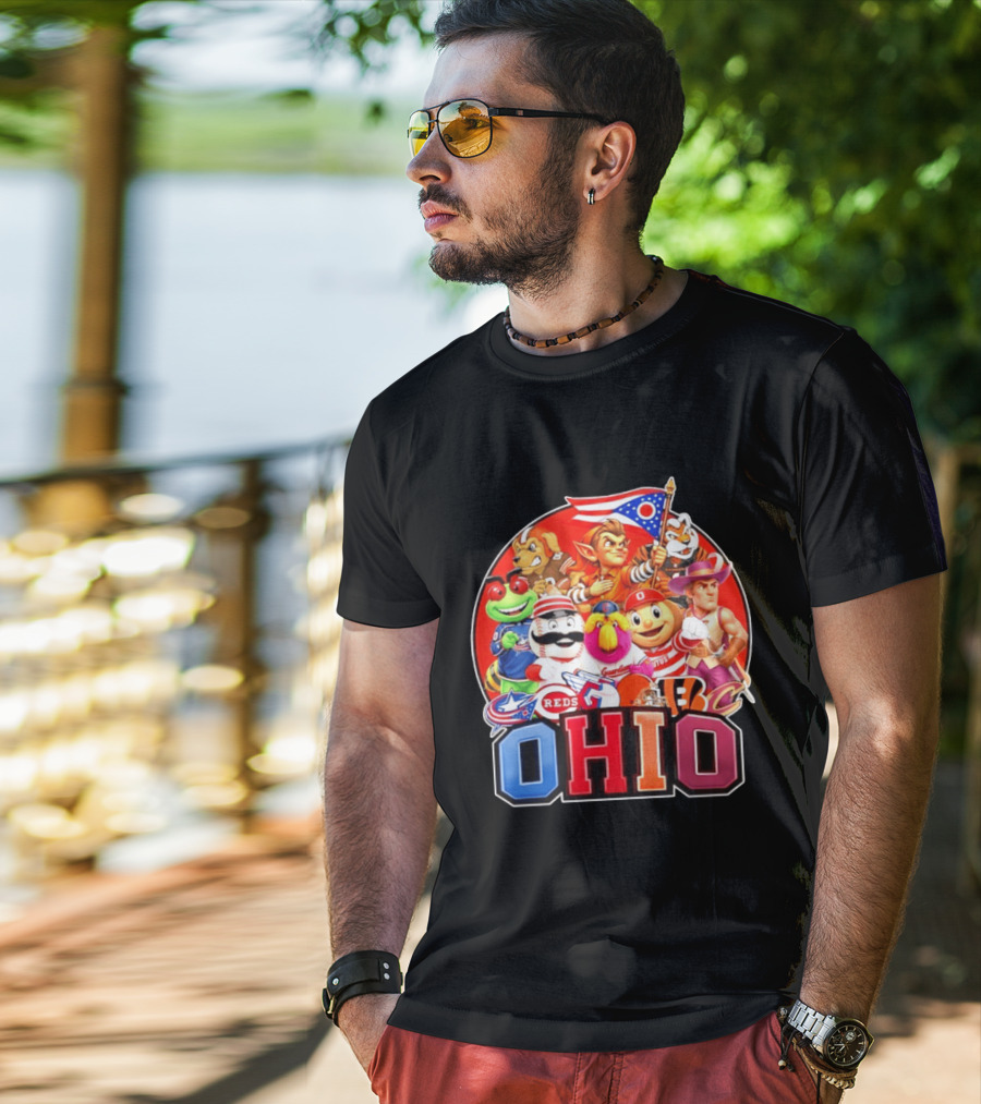 Ohio Sports Teams Mascots Cleveland Guardians Reds Bengals Browns Buckeyes Reds Crew Indians Fan T-Shirt