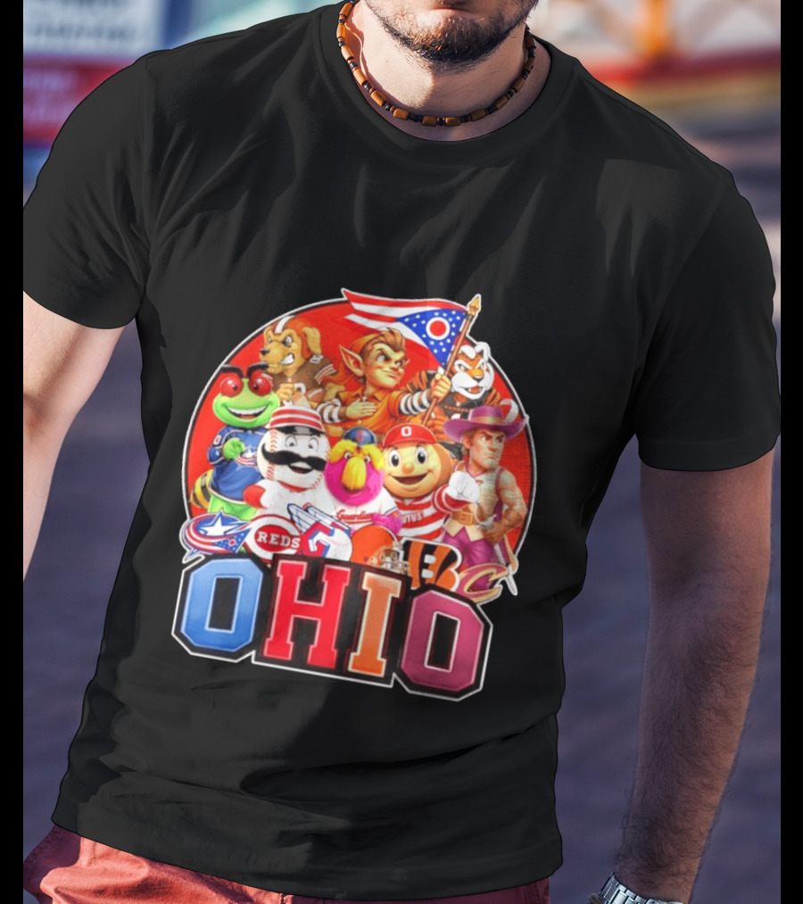 Ohio Sports Teams Mascots Cleveland Guardians Reds Bengals Browns Buckeyes Reds Crew Indians Fan T-Shirt