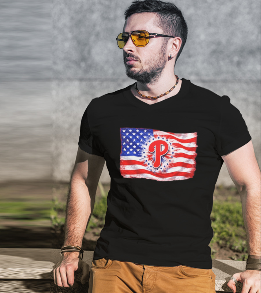 Phillies Patriotic American Flag Philadelphia Baseball 250th Anniversary Independence Day T-Shirt