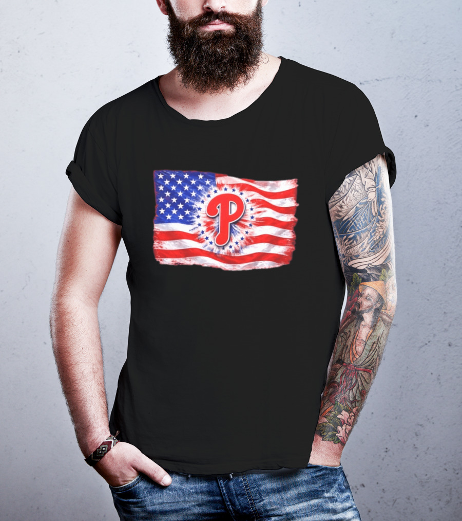 Phillies Patriotic American Flag Philadelphia Baseball 250th Anniversary Independence Day T-Shirt