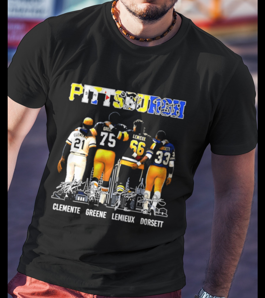Pittsburgh Sports Legends Clemente Greene Lemieux Dorsett T-Shirt