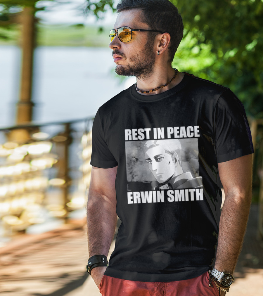 Rest In Peace Erwin Smith Anime Tribute Wings T-Shirt