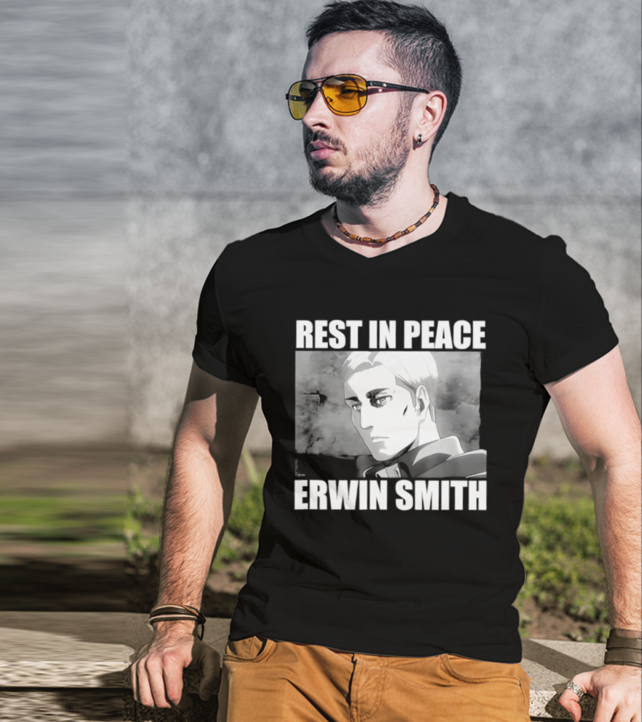 Rest In Peace Erwin Smith Anime Tribute Wings T-Shirt