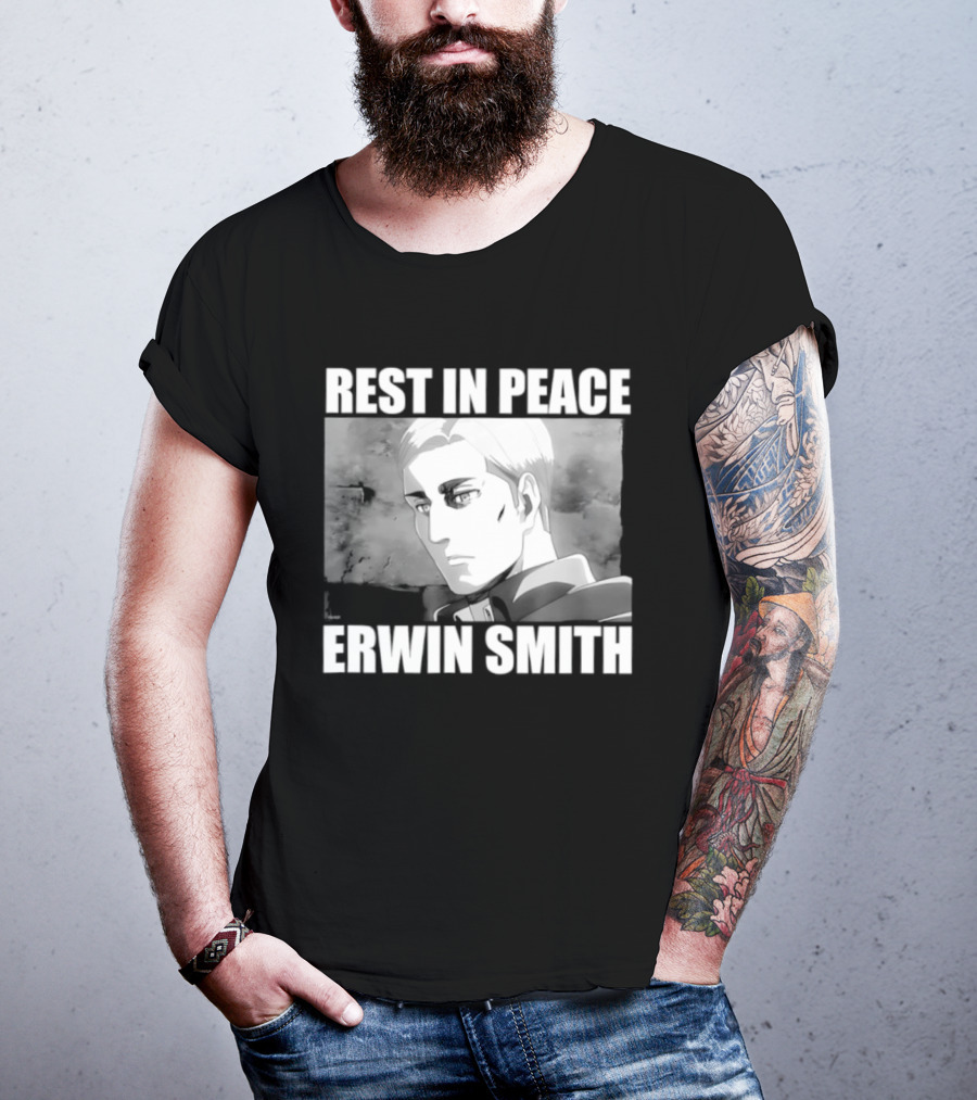 Rest In Peace Erwin Smith Anime Tribute Wings T-Shirt