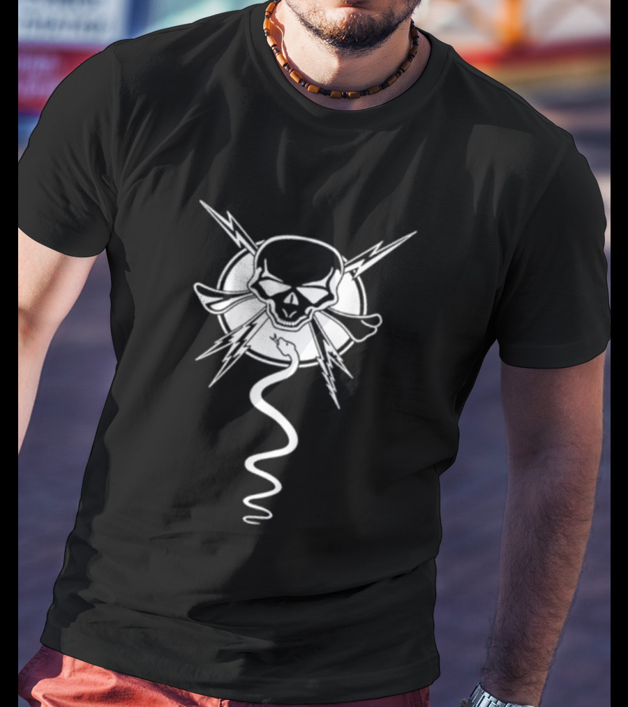Skull And Snake Lightning Gothic T-Shirt