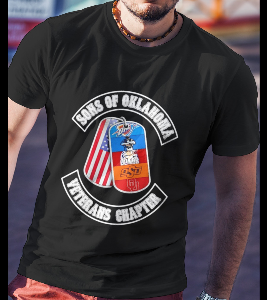 Sons Of Oklahoma Veterans Chapter OKC Thunder Tulsa Oilers American Flag Oklahoman Pride T-Shirt