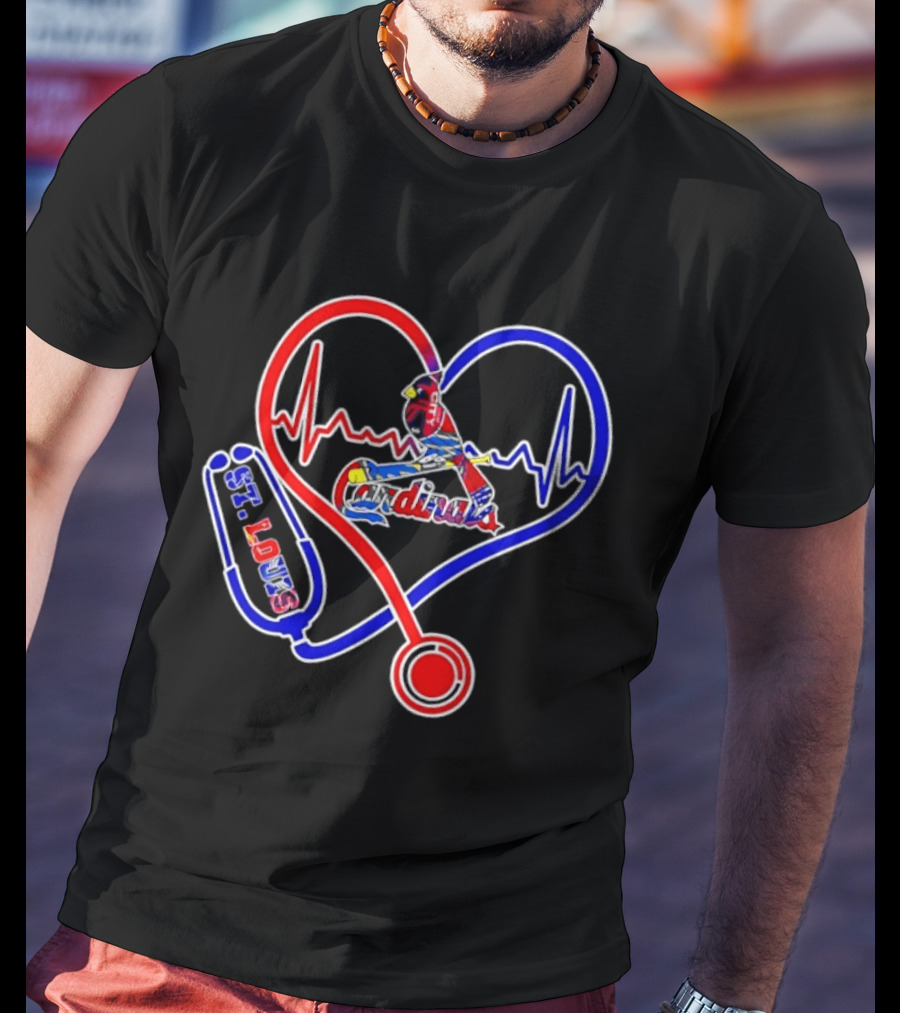 St Louis Cardinals Heartbeat Stethoscope Fan Pride T-Shirt