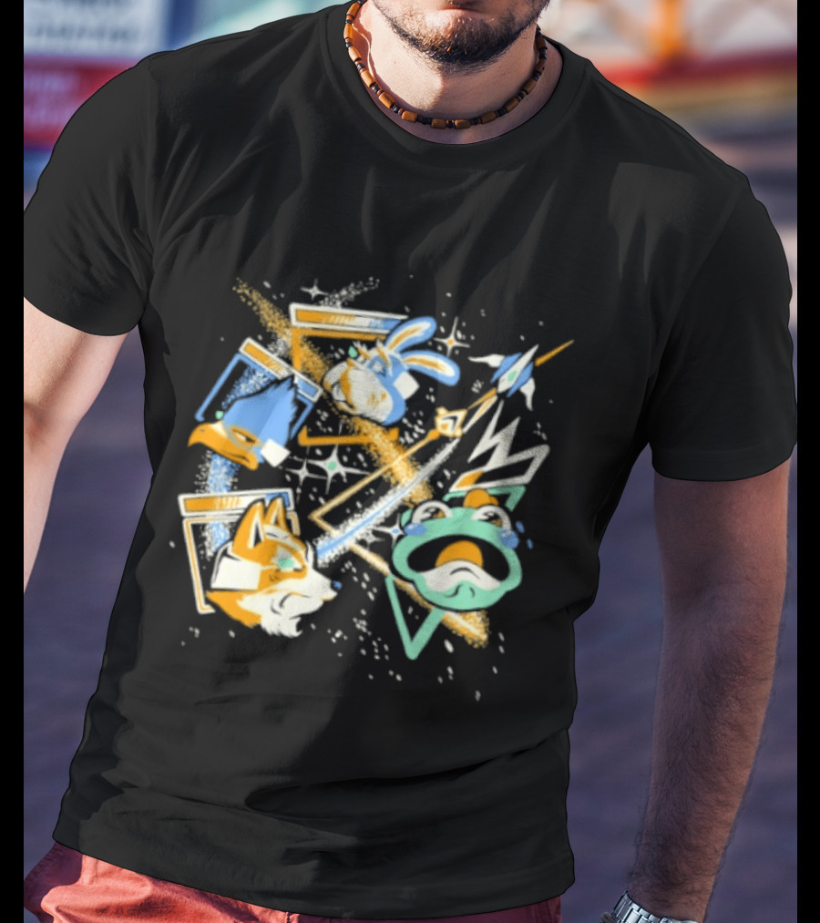 Star Fox Team Collage Falco Lombardi Peppy Hare Retro Style Graphics Gaming Nostalgia T-Shirt