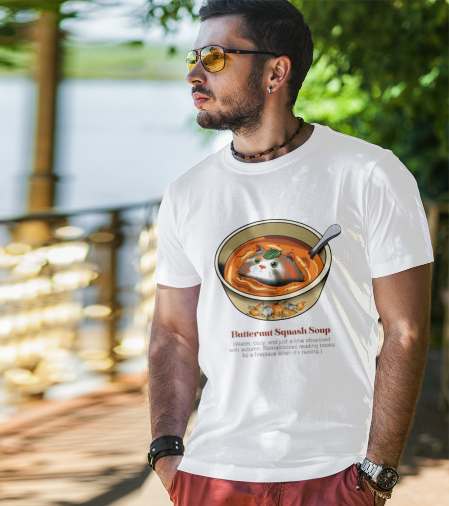 Butternut Squash Soup Cat Floating Whiskers Bowl T-Shirt