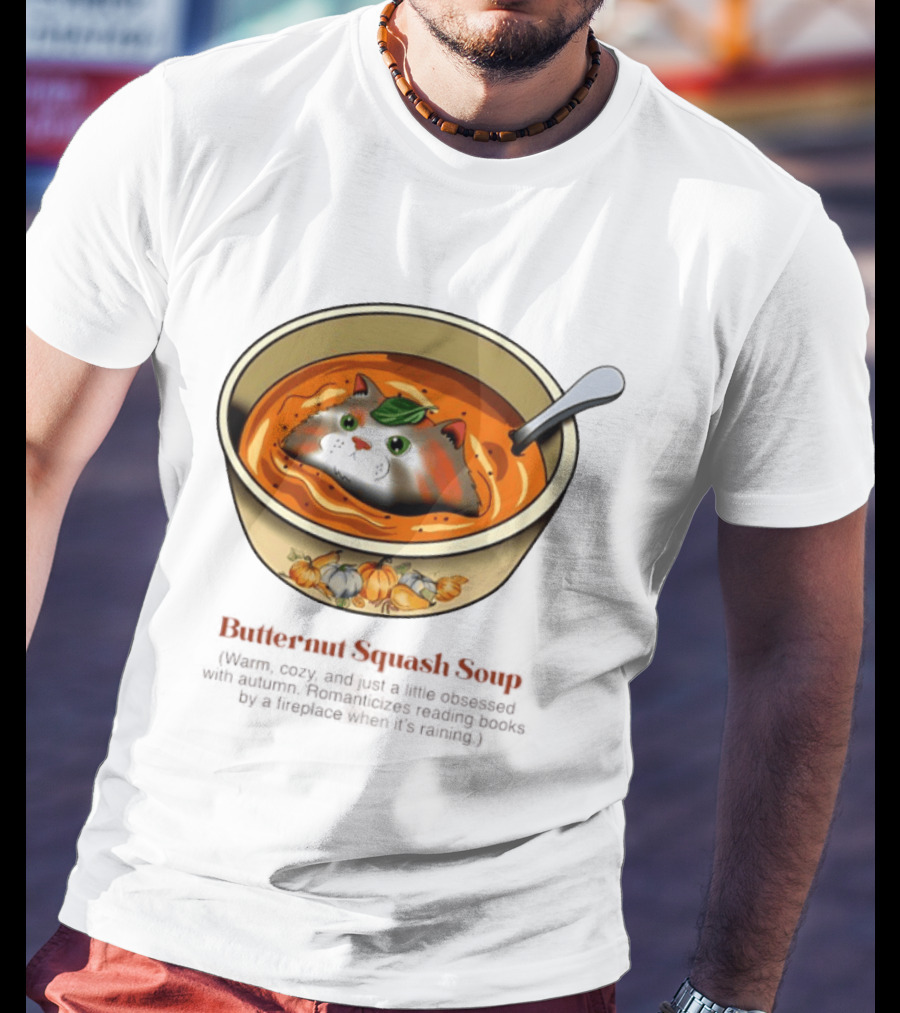 Butternut Squash Soup Cat Floating Whiskers Bowl T-Shirt