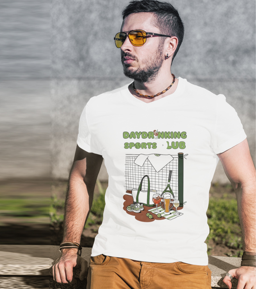 Daydrinking Sports Club Tennis Gear And Cocktails T-Shirt